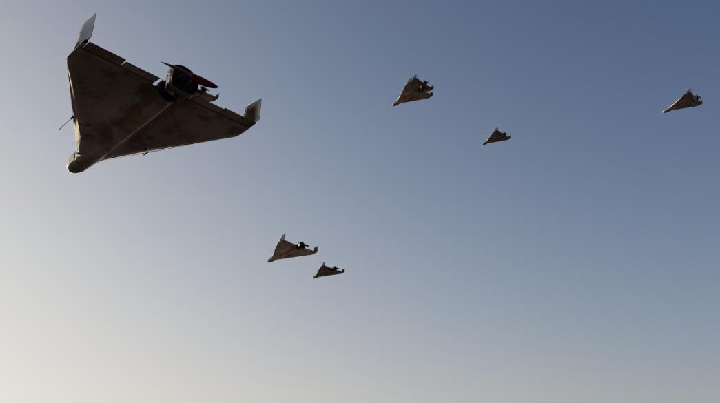 Σμήνος drones σε πτήση